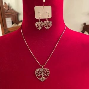 VALENTINES Silver 925 Neclace and Earrings Set Birthday Mothers Day Christmas